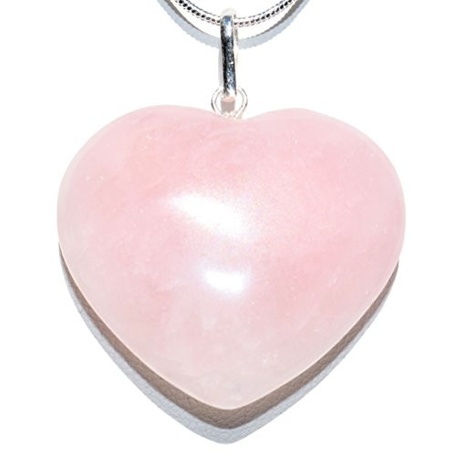 CHARGED Himalayan Rose Quartz Heart Perfect Pendant  20 Silver  Selenite Heart Charging Crystal Included Chain HEALING ENERGY