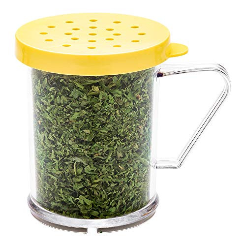 10 oz Clear Plastic Dredge Spice Shaker  Restaurant Style  Polycarbonate  Yellow Coarse Lid  Seasoning Sugar Spice Shaker  1ct Box  RW Base  Restaurantware
