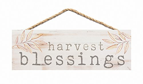 P. GRAHAM DUNN Harvest Blessing Whitewash 10 x 3.5 Inch Pine Wood Slat Hanging Wall Sign