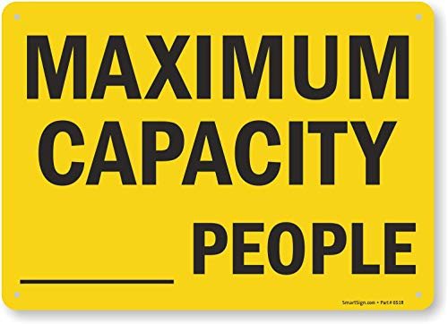 SmartSign Maximum Capacity  People WriteOn Sign  10 x 14 Plastic