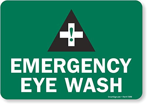Emergency Eye Wash Label by SmartSign  7 x 10 Laminated Vinyl
