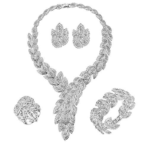 Moochi 18K Silver Plated Scarf Bib Style Crystal Chain Necklace Bracelet Earrings Ring Jewelry Set African Indian Women Costume Fashion Dress accessories Moochi 18K Silver Plated Scarf Bib Style Crystal Chain Necklace Bracelet Earrings Ring Jewelry Set African Indian Women Costume Fashion Dress accessories