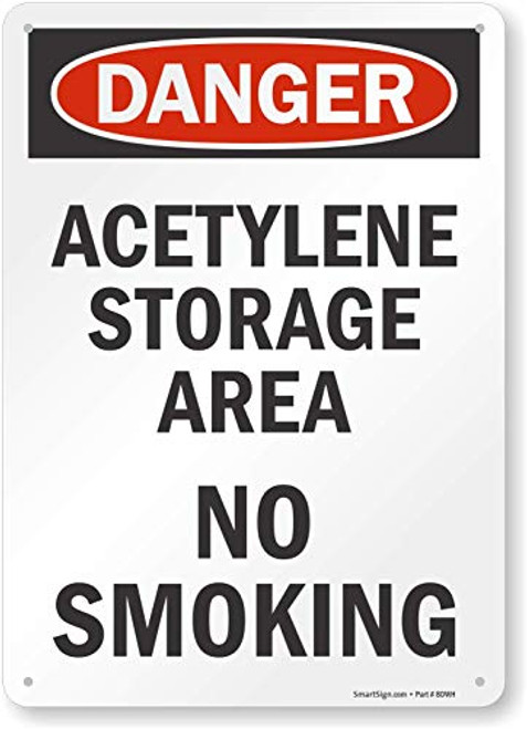 SmartSign Danger  Acetylene Storage Area No Smoking Sign  10 x 14 Aluminum