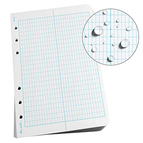 Rite in the Rain Weatherproof Loose Leaf Paper, 4 5/8" x 7", 32# White, Transit Pattern, 100 Sheet Pack (No. 302)