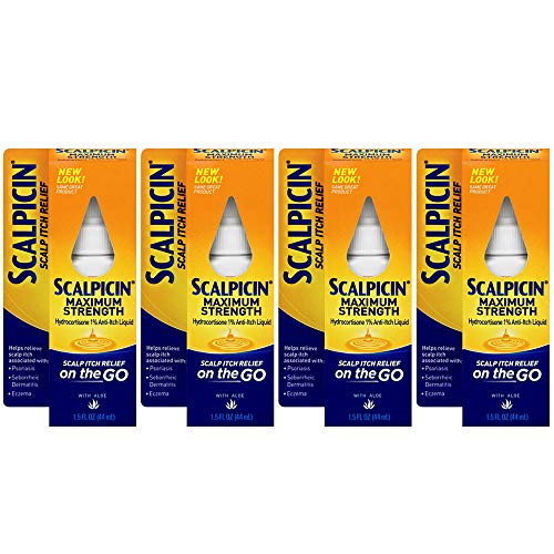 Scalpicin Maximum Strength Scalp Itch Liquid Treatment For Relief From Itchy Scalp Psoriasis Eczema  Seborrheic Dermatitis With Hydrocortisone  Aloe Vera 15 oz Pack of 4