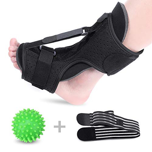 Plantar Fasciitis Night Splint Drop Foot Orthotic Brace Improved Dorsal Night Splint for Effective Relief from Plantar Fasciitis Achilles Tendoniti with Hard Spiky Massage Ball