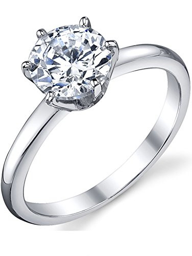 125 Carat Round Brilliant Cubic Zirconia CZ Sterling Silver 925 Wedding Engagement Ring Size 8