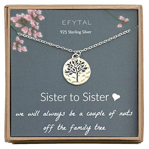 EFYTAL Sister Gifts from Sister 925 Sterling Silver Family Tree of Life Necklace Birthday Jewelry Gift Necklaces for Sisters EFYTAL Sister Gifts from Sister 925 Sterling Silver Family Tree of Life Necklace Birthday Jewelry Gift Necklaces for Sisters