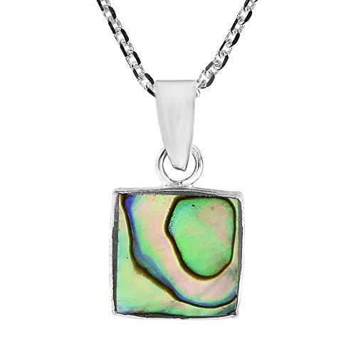 AeraVida Nice  Simple Square Abalone Shell 925 Sterling Silver Pendant Necklace