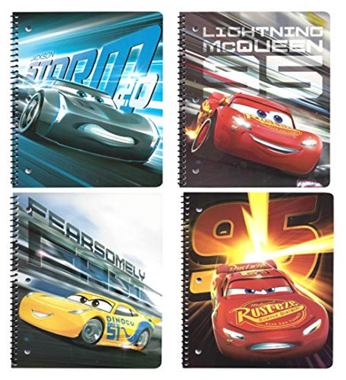 Disney Pixar Cars Notebooks (4 Pack) Spiral Bound - Lightning McQueen, Cruz Ramirez, Jackson Storm