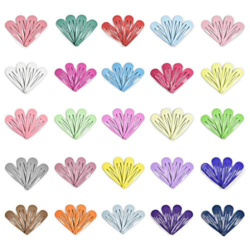 Color Barrettes IKOCO 2 Inch Color Clips 100 Pcs Snap Barrettes 25 Colors Metal Snap Clip Snap Hair Clips Nonslip Metal Barrettes Colorful Hair Clips for Girls Toddlers Kids Teens