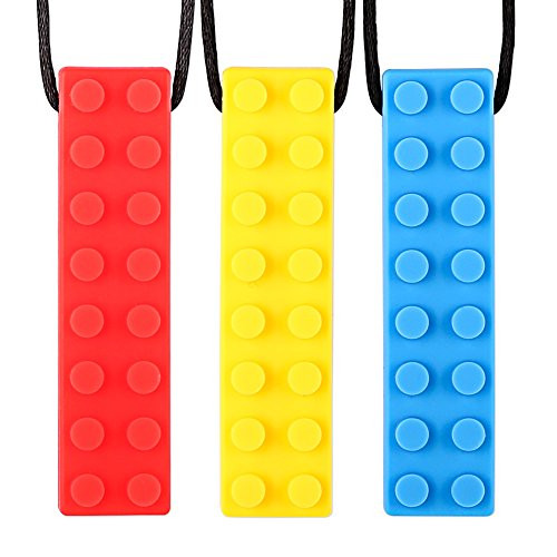 CHEWELRY Chew Necklace for Boys and Girls 3Pack Chewy Sensory Chewing Necklace for Autism ADHD Oral Motor Biting Teething Chewelry Chew Brick by Solace CHEWELRY Chew Necklace for Boys and Girls 3Pack Chewy Sensory Chewing Necklace for Autism ADHD Oral Motor Biting Teething Chewelry Chew Brick by Solace