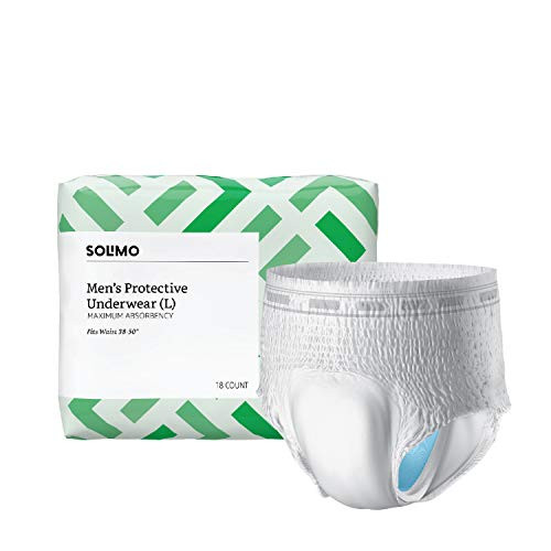 Amazon Brand  Solimo Incontinence Underwear for Men Maximum Absorbency Large 54 count 3 Pack