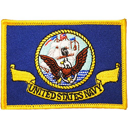 United States Navy USN Flag Square Embroidered Patch with IronOn Adhesive