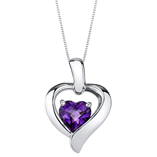 Peora Amethyst Pendant Necklace in Sterling Silver Heart in Heart Shape Design 6mm 075 Carat with 18 inch Chain