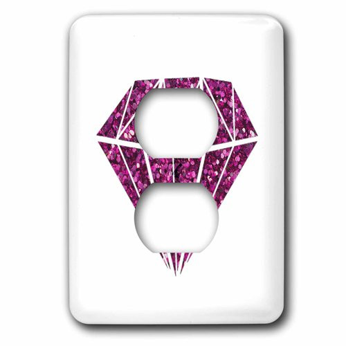 3dRose lsp_200917_6 Cool magenta pink glitter diamond 2 Plug Outlet Cover Multicolor