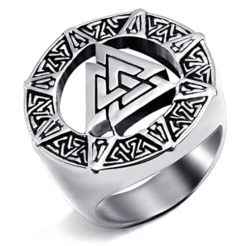 Elfasio Mens Stainless Steel Ring Band Valknut Scandinavn Odin Symbol Norse Viking Biker Jewelry Size 814 10 Elfasio Mens Stainless Steel Ring Band Valknut Scandinavn Odin Symbol Norse Viking Biker Jewelry Size 814 10