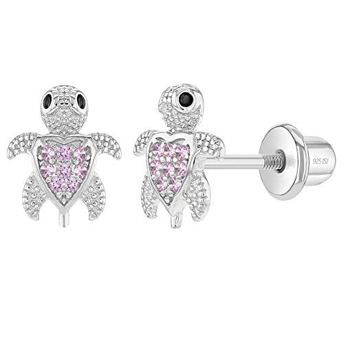 925 Sterling Silver Girls Pink Cubic Zirconia Screw Back Sea Animal Themed Earrings Turtle Earrings for Young Girls Pre Teens Safe Screw back Locking for Daily Use 925 Sterling Silver Girls Pink Cubic Zirconia Screw Back Sea Animal Themed Earrings Turtle Earrings for Young Girls Pre Teens Safe Screw back Locking for Daily Use