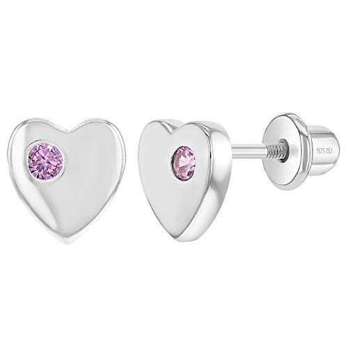 925 Sterling Silver Pink Cubic Zirconia Heart Screw Back Earrings for Toddlers Young Girls Heart Earring Studs for Girls 925 Sterling Silver Pink Cubic Zirconia Heart Screw Back Earrings for Toddlers Young Girls Heart Earring Studs for Girls