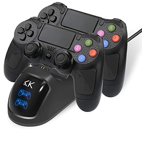 PS4 Controller Charger Dual Charging Dock with Cable Charging Stand Adapter for Playstation 4 DualShock4/PS4 Slim/PS4 Pro Controller (Black)