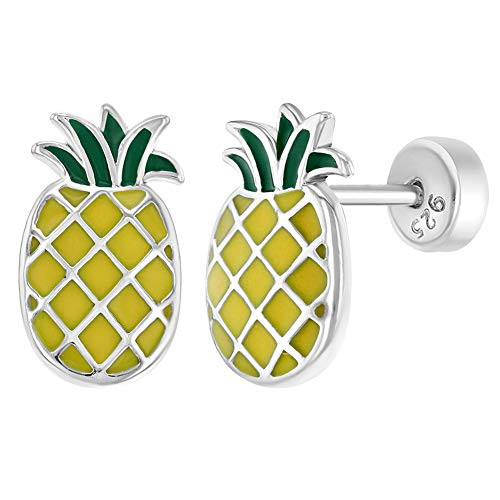 925 Sterling Silver Pineapple Earrings Fruit Push Back Safety Stud for Girls 925 Sterling Silver Pineapple Earrings Fruit Push Back Safety Stud for Girls