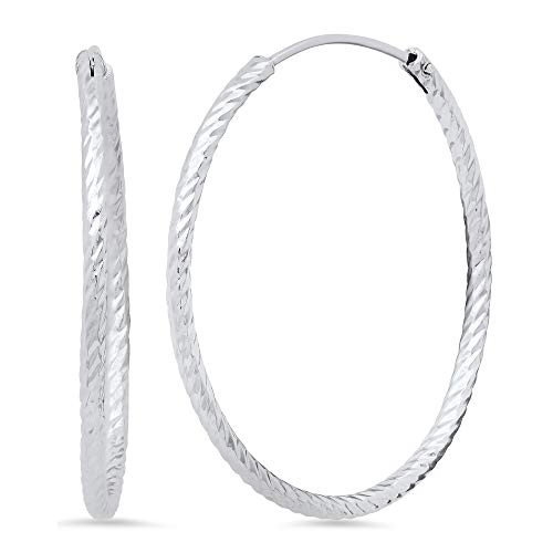 Womens Rhodium Plated 925 Sterling Silver Hoop Earrings Jewelry Cloth Pouch Womens Rhodium Plated 925 Sterling Silver Hoop Earrings Jewelry Cloth Pouch