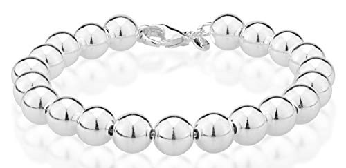 MiaBella 925 Sterling Silver Italian Handmade 8mm Bead Ball Strand Chain Bracelet for Women 7 75 8 Inch Made in Italy 7