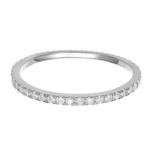 PAVOI AAAAA CZ Sterling Silver Cubic Zirconia Stackable Eternity Ring  Size 8