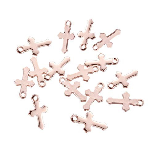 UNICRAFTALE 100pcs Cross Shaped Pendant Rose Gold 12mm Small Hole Charms 304 Stainless Steel Charms for DIY Jewelry Making 12x7x1mm UNICRAFTALE 100pcs Cross Shaped Pendant Rose Gold 12mm Small Hole Charms 304 Stainless Steel Charms for DIY Jewelry Making 12x7x1mm