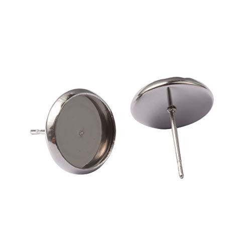 PH PandaHall 100 Pairs Stainless Steel Cabochon Earring Post 12mm Bezel Post Earrings Stud Earring Findings for Jewelry Making PH PandaHall 100 Pairs Stainless Steel Cabochon Earring Post 12mm Bezel Post Earrings Stud Earring Findings for Jewelry Making