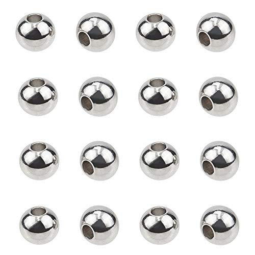 UNICRAFTALE 100pcs 6mm Round Spacer Beads Stainless Steel Loose Beads Metal Small Hole Spacer Beads Smooth Surface Beads Finding for DIY Bracelet Necklace Jewelry Making Craft Hole 2~3mm UNICRAFTALE 100pcs 6mm Round Spacer Beads Stainless Steel Loose Beads Metal Small Hole Spacer Beads Smooth Surface Beads Finding for DIY Bracelet Necklace Jewelry Making Craft Hole 2~3mm