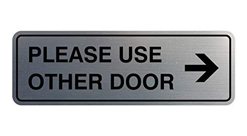 Signs ByLITA Standard Please Use Other Door Right Arrow SignBrushed Silver  Small