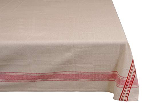 Yourtablecloth 100 Cotton Fabric Tablecloth  French Nautical Design Table Cloth Hemmed Edges Superior Quality  Durable  Red Stripes 52x52 Square