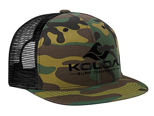 Koloa Surf Mesh Back Wave Logo Trucker Hat in Camo with Black Logo