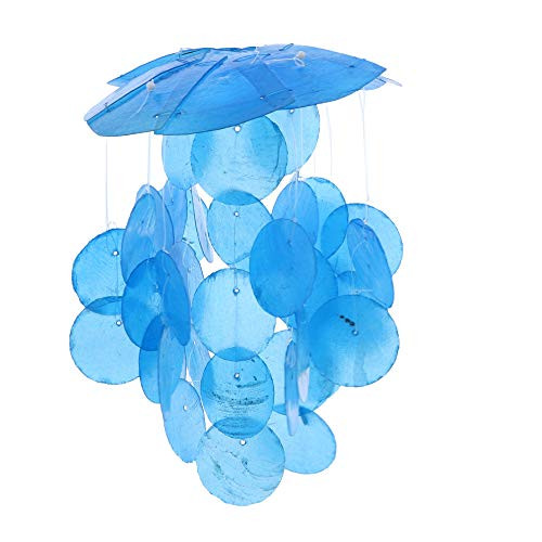SandT Collection Small Capiz Shell Windchime Seashell Chime Blue
