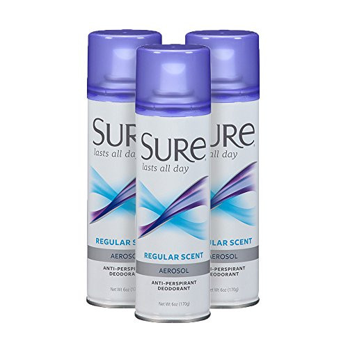Sure Aerosol AntiPerspirant Deodorant Spray Regular 6 Ounce Pack of 3