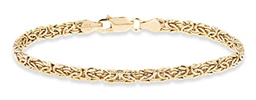 Miabella 18K Gold Over Silver Italian 4mm Byzantine Link Chain Bracelet for Women Teen Girls 65 7 75 8 Inch 925 Italy 65 Inches