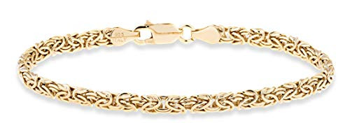 Miabella 18K Gold Over Silver Italian 4mm Byzantine Link Chain Bracelet for Women Teen Girls 65 7 75 8 Inch 925 Italy 8 Inches