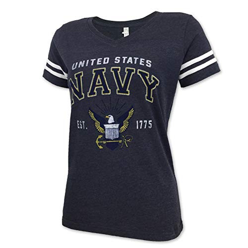 United States Navy Vintage Est VNeck TShirt xLarge Navy Blue