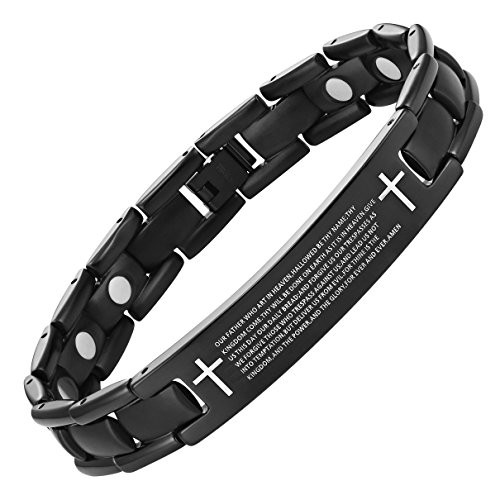 English Bible Lords Prayer Mens Titanium Magnetic Bracelet Adjustable By Willis Judd