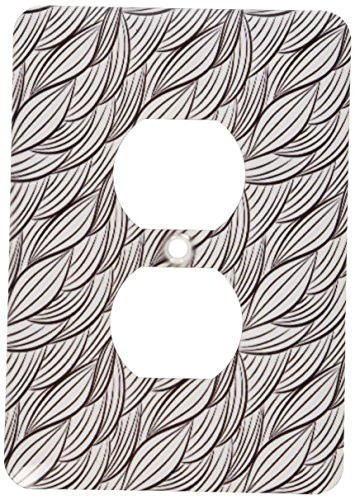 3dRose lsp_210894_6 Black and White Overlapping Leaves Pattern 2 Plug Outlet Cover Multicolor