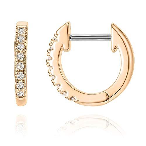 PAVOI 14K Rose Gold Plated Post Cubic Zirconia Cuff Earring Huggie Stud PAVOI 14K Rose Gold Plated Post Cubic Zirconia Cuff Earring Huggie Stud
