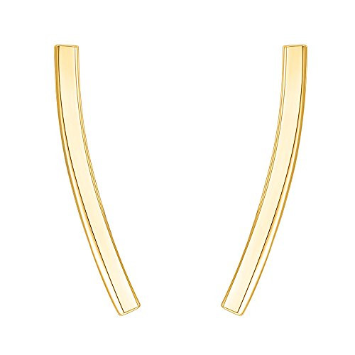 PAVOI 14K Yellow Gold Plated Sterling Silver Post Crawler Earrings Cuff Studs
