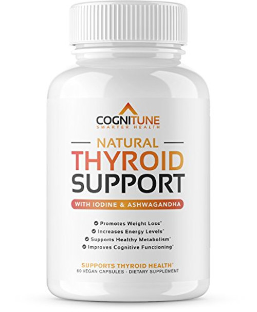 Natural Thyroid Support Complex Supplement with Iodine  Premium Energy Metabolism Focus Weight Loss  Vegetarian Formula with Vitamin B 12 Magnesium Selenium Ashwagandha  60 Capsules
