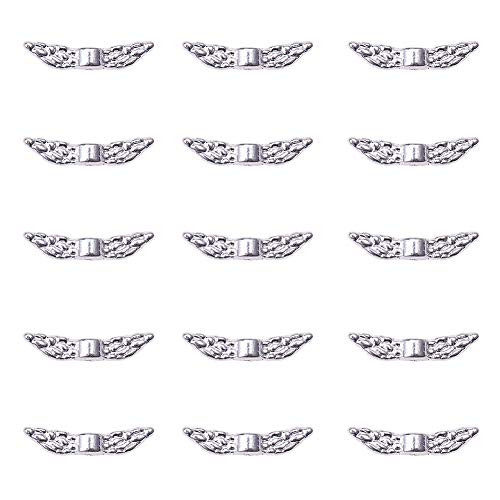 NBEADS 200 Pcs Angel Wing Shape Tibetan Style Alloy Spacer Beads Lead Free and Cadmium Free Metal Spacer Connectors Loose Spacer Charm Beads for DIY Bracelet Necklace Earring Jewelry Making