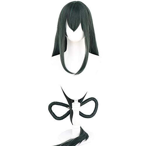 Anime Cosplay Wig for My Hero Academia Shinsou Hitoshi Synthetic Wig with Free Wig Cap Dark green