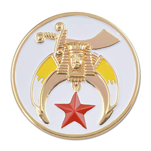 Shriner Round Masonic Auto Emblem  White  Gold3 Diameter