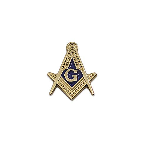 Square  Compass Masonic Lapel Pin  Gold  Blue58 Tall