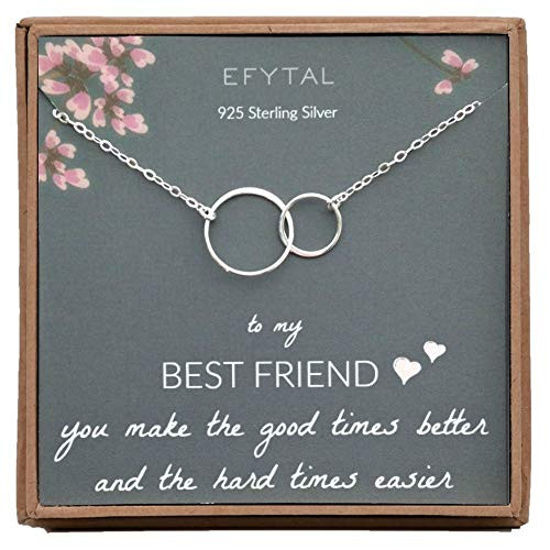 EFYTAL Best Friend Gifts Sterling Silver Interlocking Infinity Circles Friendship Necklace Gift for Friends BFF EFYTAL Best Friend Gifts Sterling Silver Interlocking Infinity Circles Friendship Necklace Gift for Friends BFF