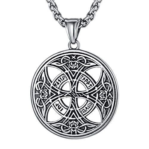 FaithHeart Celtic Knot Pendant Viking Norse Rune Necklace Stainless Steel Vintage Nordic Talisman Necklace for Men Original Jewelry Customize Silver FaithHeart Celtic Knot Pendant Viking Norse Rune Necklace Stainless Steel Vintage Nordic Talisman Necklace for Men Original Jewelry Customize Silver